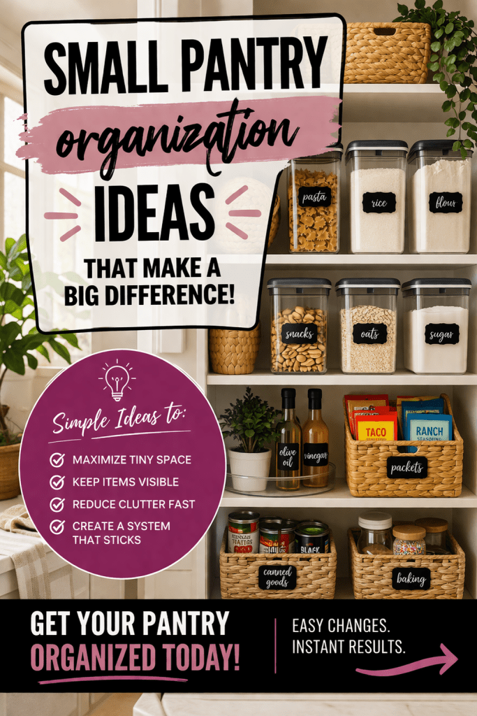 small pantry organization ideas using containers bins and shelf organizers